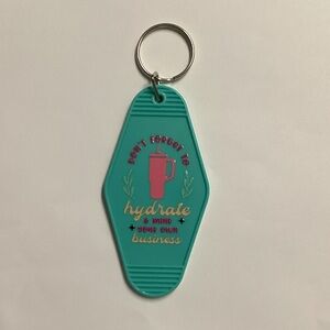 Teal Keychain with Pink Hydrate Design